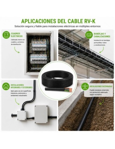 Cable RV-K 4x1,5mm² 0.6/1kV 25m Manguera Tetrapolar Negro