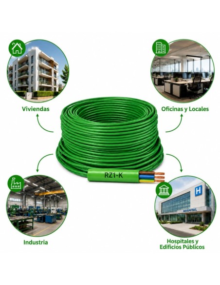 Cable RZ1-K 3x4mm² 0,6/1kV 25m Libre de Halógenos Verde