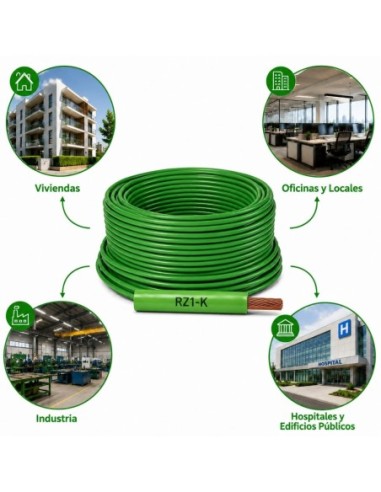 Cable RZ1-K 6mm² Libre de Halógenos 0,6/1kV 25m Verde
