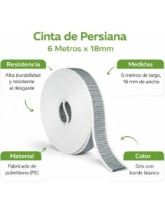 Cinta Persiana Enrollable Gris 18mm x6m 2