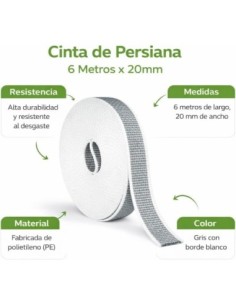 Cinta Persiana Enrollable Gris 20mm x6m 2