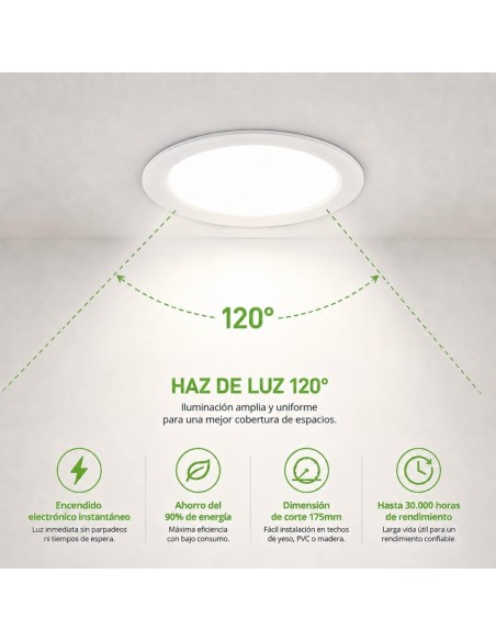 Downlight LED Empotrable 15W 1400lm Luz Neutra 4200K - Corte 175mm Matel