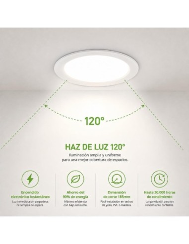 Downlight LED Empotrable 18W 4200K Ø185mm Matel