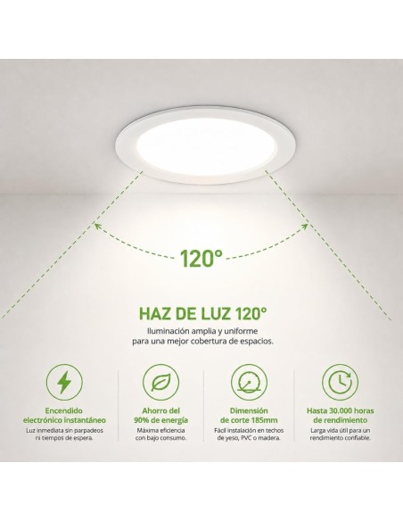 Downlight LED Empotrable 18W 4200K Ø185mm Matel
