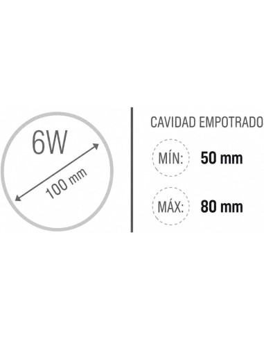 Downlight LED Empotrable 6W 550lm Corte Ajustable 50-80mm 4000K Matel