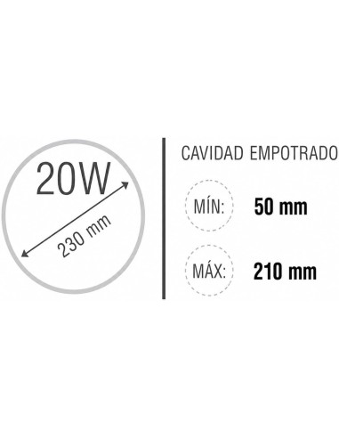 Downlight LED Empotrable Ajustable 20W Ø50-210mm 4200K Blanco Matel