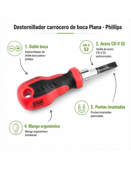 Destornillador Reversible 2 en 1 Plano Phillips Mini CR-V S2