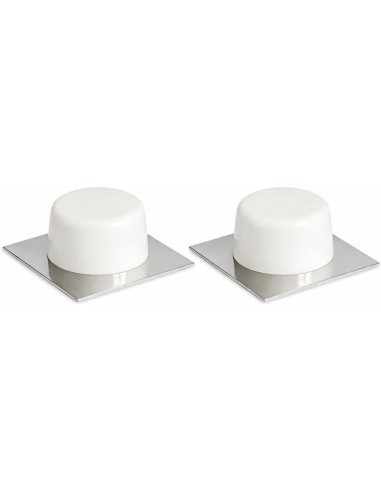 Tope Puerta Suelo Adhesivo Blanco 43x43mm Inox Goma x2