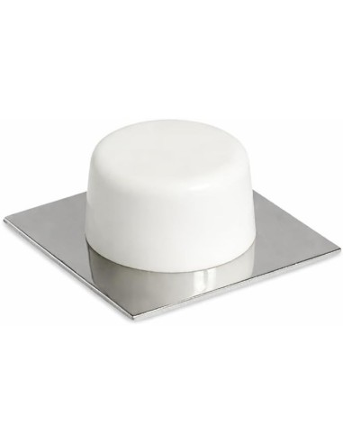 Tope Puerta Suelo Adhesivo Blanco 43x43mm Inox Goma x2