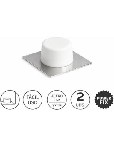 Tope Puerta Suelo Adhesivo Blanco 43x43mm Inox Goma x2