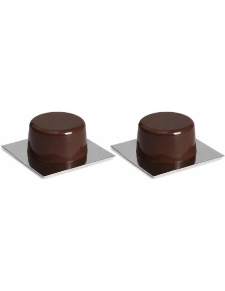 Tope Puerta Suelo Adhesivo Marrón 43x43mm Inox Goma x2