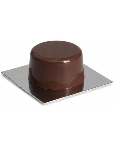 Tope Puerta Suelo Adhesivo Marrón 43x43mm Inox Goma x2