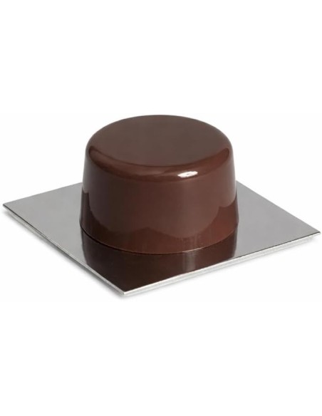 Tope Puerta Suelo Adhesivo Marrón 43x43mm Inox Goma x2