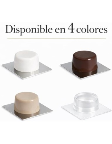 Tope Puerta Suelo Adhesivo Transparente 43x43mm Inox Goma x2