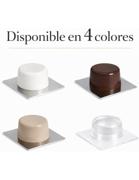 Tope Puerta Suelo Adhesivo Transparente 43x43mm Inox Goma x2