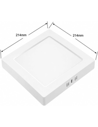 Plafón LED Cuadrado Superficie 18W 1980lm Luz Fría 6500K 214x214mm