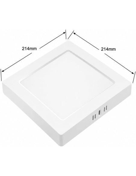 Plafón LED Cuadrado Superficie 18W 1980lm Luz Fría 6500K 214x214mm