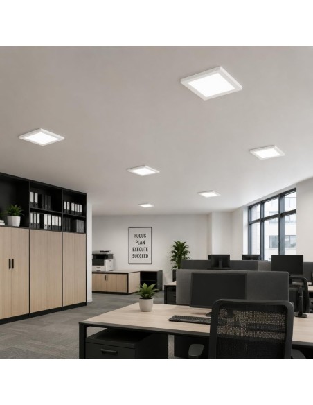 Plafón LED Cuadrado Superficie 18W 1980lm Luz Fría 6500K 214x214mm