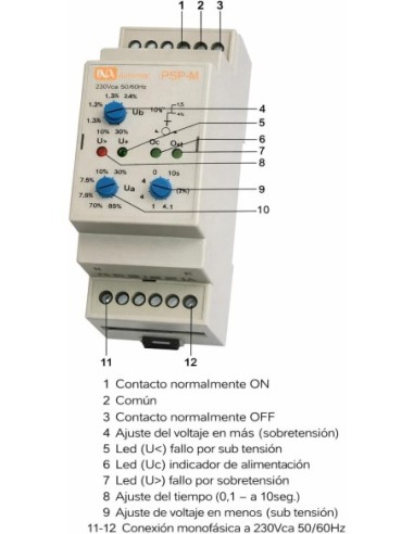 Protector Sobretensión Permanente Ajustable 230V Mocuel
