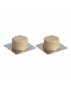 Tope Puerta Suelo Adhesivo Blanco 43x43mm Inox Goma x2