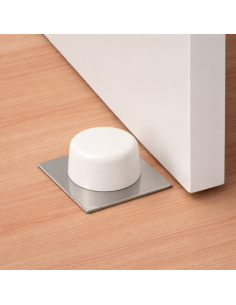 Tope Puerta Suelo Adhesivo Marrón 43x43mm Inox Goma x2 2