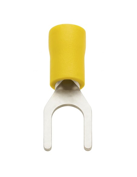 Terminal Horquilla Preaislado Amarillo 100u Perno 6mm 4-6mm² 36A