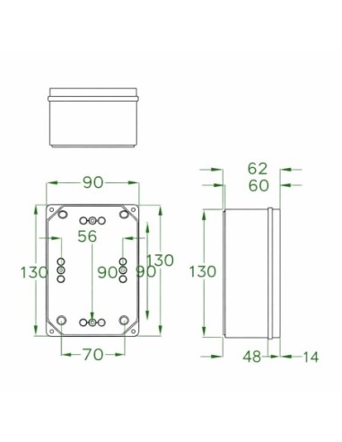 Caja Estanca Exterior 130x90x65mm IP65 ABS IK08 Gris