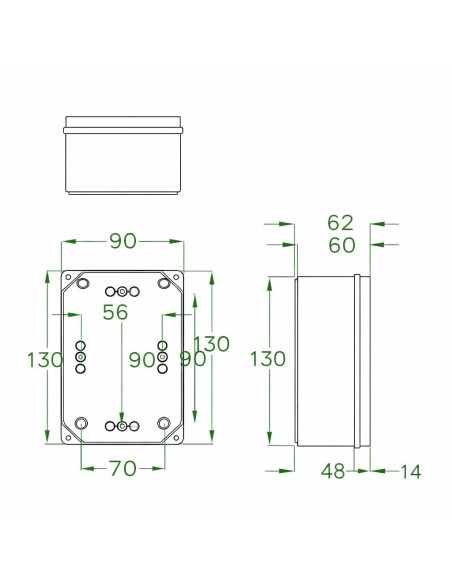Caja Estanca Exterior 130x90x65mm IP65 ABS IK08 Gris