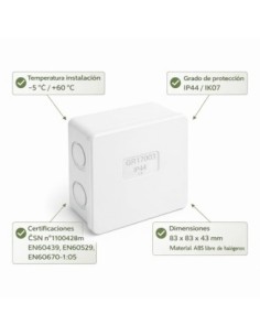 Caja Derivación 83x83x43mm IP44 IK07 6 Entradas Gris 2