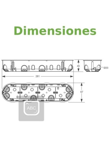 Caja Empotrar Cuádruple Pladur 67x45mm ABS IK07 IP20 Famatel