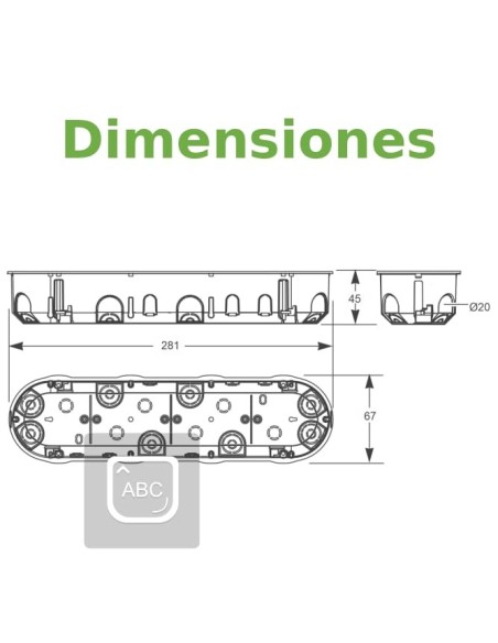 Caja Empotrar Cuádruple Pladur 67x45mm ABS IK07 IP20