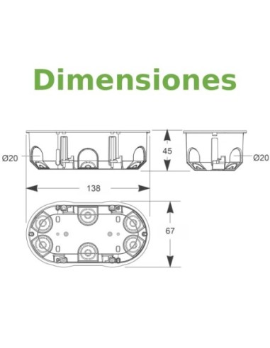 Caja Empotrar Doble Pladur 67x45mm ABS IK07 IP20 Famatel