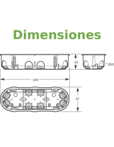 Caja Empotrar Triple Pladur 67x45mm ABS IK07 IP20