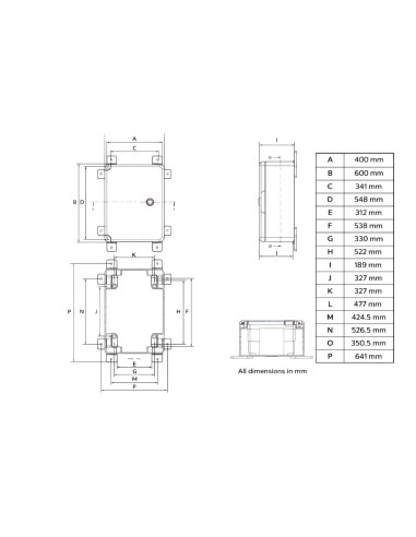 Armario  Estanco 600x400x200MM IP65 IK08 ABS con Puerta Transparente