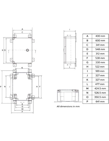 Armario Eléctrico Estanco 600x400x200 IP65 IK08 ABS con Puerta Gris