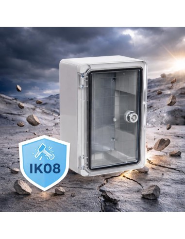 Armario Eléctrico Estanco IP65 200x300x130 IK08 ABS Puerta transparente