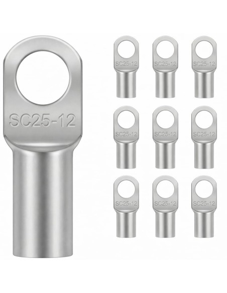 Terminal Tubular Cobre 25mm² Ojal M12 x10 Batería Coche Moto