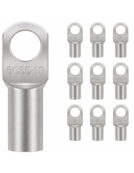 Terminal de Cobre Tubular 35mm² Ojal M10 10 Uds Batería Coche Moto