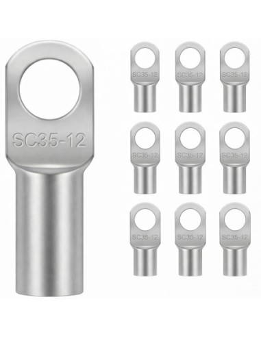 Terminal Tubular Cobre 35mm² Ojal M12 10Uds Batería Coche Moto