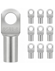 Terminal de Cobre Tubular 35mm² Ojal M8 10 Uds Batería Coche Moto