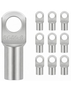 Terminal de Cobre Tubular 50mm² Ojal M8 10 Uds para Crimpado
