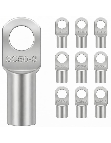 Terminal Tubular Cobre 50mm² Ojal M8 x10 Batería Coche Moto