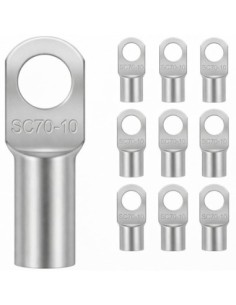 Terminal Tubular Cobre 70mm² Ojal M10 10uds para Batería Coche Moto
