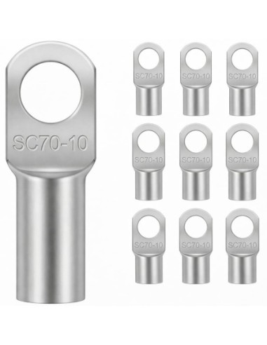 Terminal Tubular Cobre 70mm² Ojal M10 x10 Batería Coche Moto