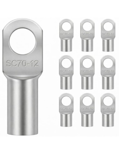 Terminal Tubular Cobre 70mm² Ojal M12 10 Uds Batería Coche Moto