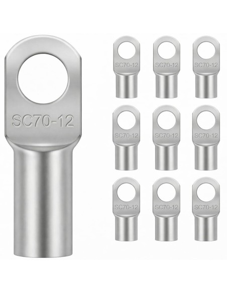 Terminal Tubular Cobre 70mm² Ojal M12 10 Uds Batería Coche Moto