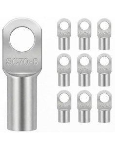 Terminal de Cobre Tubular 70mm² Ojal M8 10uds para Crimpado