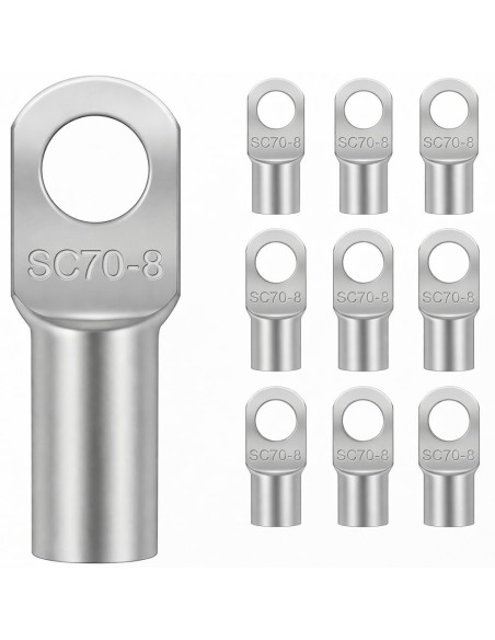 Terminal Tubular Cobre 70mm² Ojal M8 x10 Batería Coche Moto