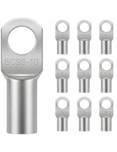 Terminal Tubular Cobre 95mm² Ojal M8 para Batería Coche Moto