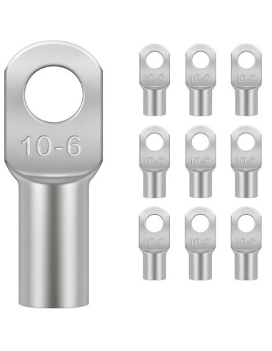 Terminal de Cobre Tubular 10mm² Ojal M6 10 Uds SC10-6